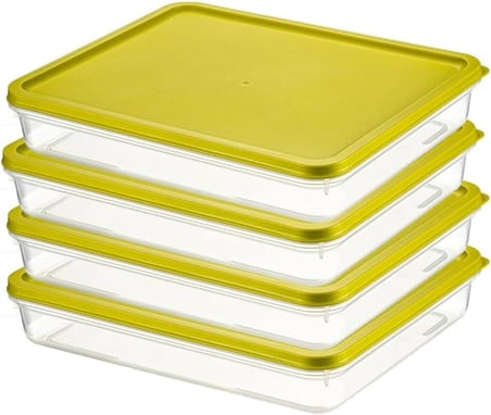 4 Adet Buzdolabı Organizeri – PP Plastik Şeffaf ve Ayarlanabilir Saklama Kabı, Gıdaları Taze Tutan Fresh Box, Çok Amaçlı,Mikrodalga ve Bulaşık Makinesi Uyumlu (Beyaz, 2600 Ml)