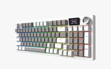 TAARUZ KC1 RGB Kablosuz Mekanik Red Switch Oyuncu Klavyesi LCD Ekranlı Bluetooth 5.0+2.4G USB+Type-C Kablolu Bağlantı | Oyuncu Setup Klavye