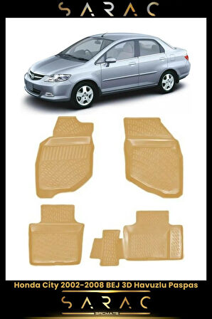 Honda City 2003 Model Bej Araca Özel 3d Havuzlu Paspas