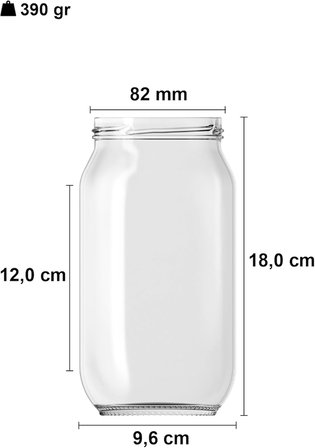 1000 ml Şeffaf Cam Kavanoz 1000 cc Konserve Metal Kapaklı Cam Kavanoz 6 Adet (Şeffaf, 1000 cc)