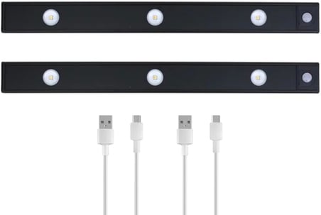 Hareket Sensörlü Ledli Gece Lambası, Parlaklık Ayarı Yapılabilir, 3000K-6000K, 3 Mod, Kablosuz, Merdiven Aydınlatması, USB Şarj Edilebilir Işık, LED Manyetik Lamba (Cata - Bella - Siyah 40 Cm)