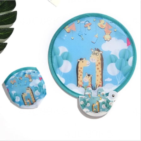 Japon tarzı katlanabilir yelpaze (3 zürafa figürlü) çap 21 cm