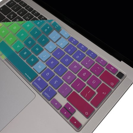 Türkçe Q Klavye Koruyucu MacBook Air 13 A2179 A2337 M1 Uyumlu | UK ISO Ters L Enter | Ultra İnce Silikon Keyboard Cover Pembe Yeşil