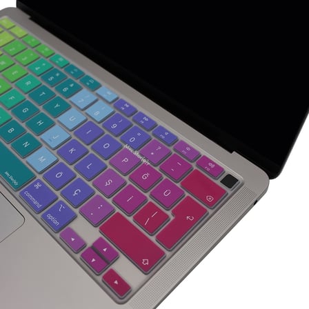 Türkçe Q Klavye Koruyucu MacBook Air 13 A2179 A2337 M1 Uyumlu | UK ISO Ters L Enter | Ultra İnce Silikon Keyboard Cover Pembe Yeşil