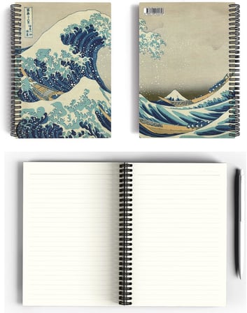 Katsushika Hokusai/The Great Wave off Kanagawa,1829 | Spiralli Defter 25 | A5 | Çizgili | 100 Sayfa | Okul (Düz)