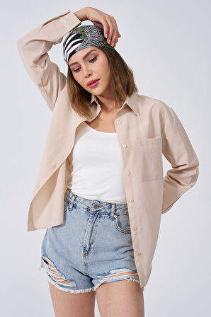 Kadın Tek Cepli Terikoton Gömlek