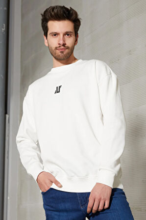 JB Erkek Üç İplik Göğsü Baskılı Sweatshirt