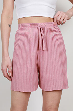 Gül Fitilli Kaşkorse Süs Kuşaklı Kadın Şort Pijama Altı - 6131