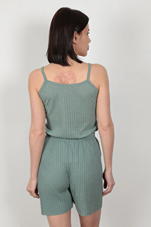 Çağla İp Askılı Şortlu Kaşkorse Kadın Pijama Takımı Pamuk Karışımlı Kumaş - 6015