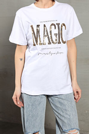 Kadın Magic Pul Baskılı T-Shirt