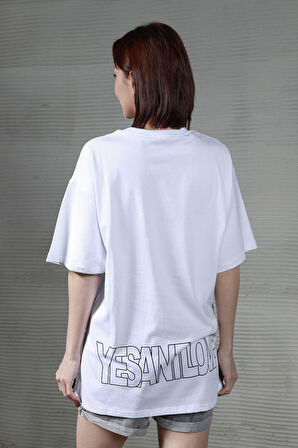 Kadın Yesaint Love Baskılı Oversize T-shirt