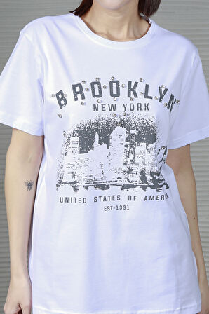 Kadın Brooklyn Baskılı T-Shirt