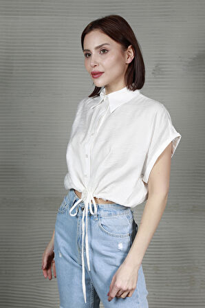 Kadın Bağlamalı Kısa Gömlek