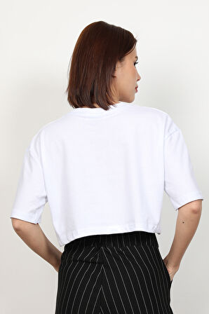 Kadın Let`s Handout Baskılı Crop Top T-Shirt