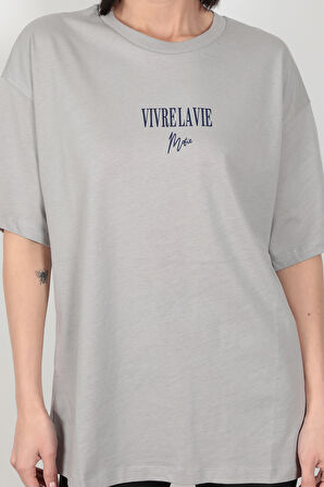 Kadın Vivrela Vie Baskılı T-Shirt