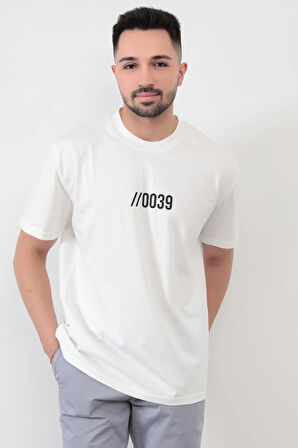 Beyaz Erkek 0039 Baskılı Regular Kesim T-Shirt