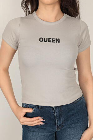 Kadın Queen Nakışlı T-Shirt