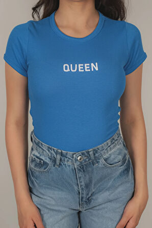 Kadın Queen Nakışlı T-Shirt