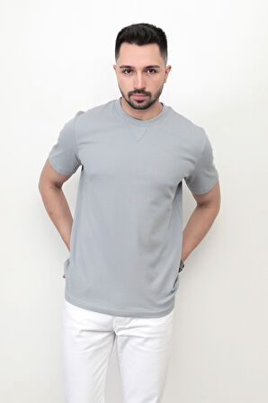 Açık Gri Baskısız Erkek T-Shirt O Yaka Regular Fit T-Shirt 2407