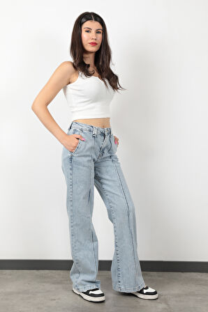 Kadın Çimalı Wide Leg Jean