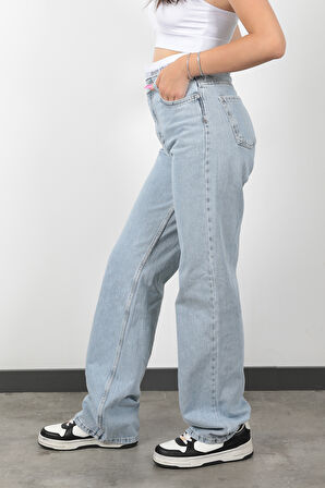 JB Beli Lastikli Wide Leg Jean