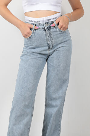 JB Beli Lastikli Wide Leg Jean