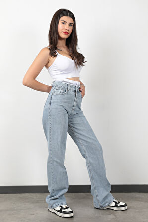 JB Beli Lastikli Wide Leg Jean