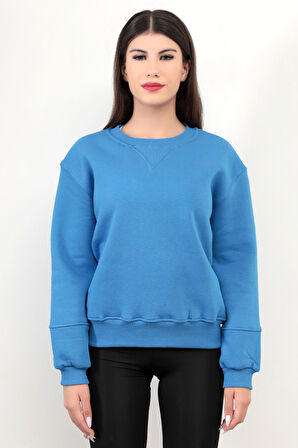 Mavi Kadın Basic Sweatshirt Yakası V Rabina Detaylı Üç İplik Pamuk Karışımlı - 2574