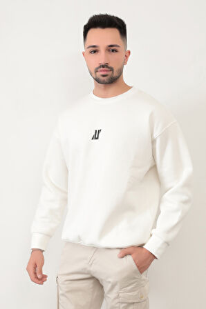 JB 5255 Erkek U Baskılı 3İp Şardonlu Sweat