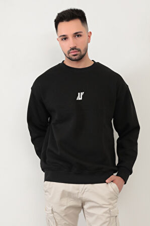 JB 5255 Erkek U Baskılı 3İp Şardonlu Sweat