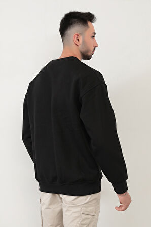 JB 5255 Erkek U Baskılı 3İp Şardonlu Sweat