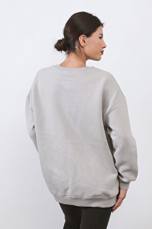 Kadın Kalp Nakışlı Oversize Sweat - 9001