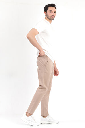 Erkek Vizon Regular Fit Likralı Pamuklu Chino Pantolon - 4200