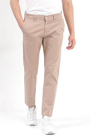 Erkek Vizon Regular Fit Likralı Pamuklu Chino Pantolon - 4200