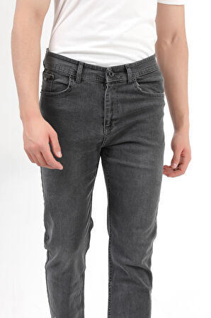 Erkek Gri Regular Fit Likralı Jean - 5129