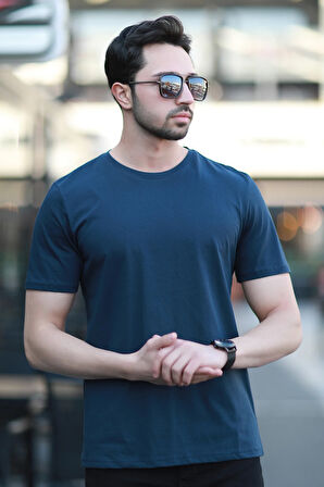 Erkek Bisiklet Yaka Regular Fit T-Shirt Lacivert - 25Y 2020