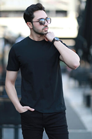 Erkek Bisiklet Yaka Regular Fit T-Shirt Siyah - 25Y 2020