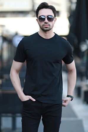 Erkek Bisiklet Yaka Regular Fit T-Shirt Siyah - 25Y 2020