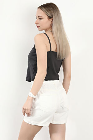 Kadın Askılı Dantel Detaylı Bluz Antrasit - MS0000569