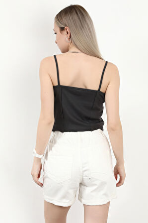 Kadın Askılı Dantel Detaylı Bluz Antrasit - MS0000569