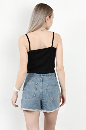 Kadın Askılı Dantel Detaylı Bluz Siyah - MS0000569