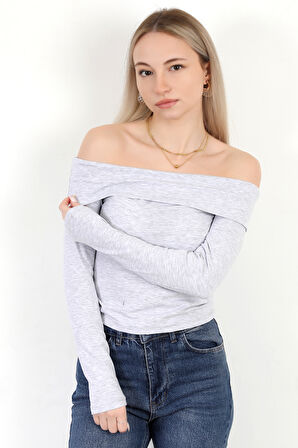 Kadın Kayık Yaka Uzun Kol Basic Bluz Karmelanj - MS0000505