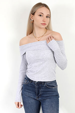 Kadın Kayık Yaka Uzun Kol Basic Bluz Karmelanj - MS0000505