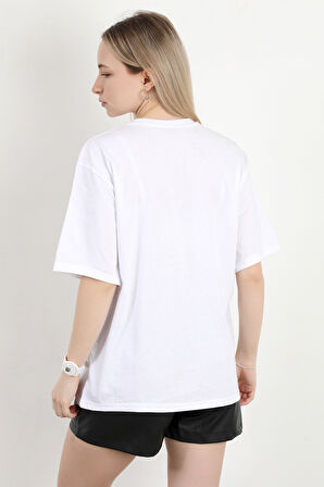 Kadın Bisiklet Yaka Romantic Nakışlı T-Shirt Beyaz - 925017