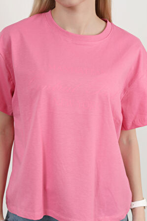 Kadın Bisiklet Yaka Central Park Baskılı T-Shirt Pembe - 925031