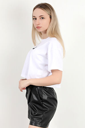 Kadın Bisiklet Yaka Good Things Baskılı T-Shirt Beyaz - 925039
