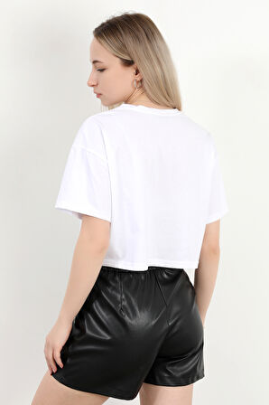Kadın Bisiklet Yaka Good Things Baskılı T-Shirt Beyaz - 925039