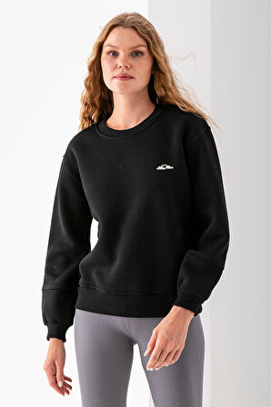 Kadın Bisiklet Yaka Miu Miu Aksesuarlı 3İp Sweatshirt Siyah - 2627