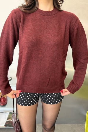 Kadın Bisiklet Yaka Salaş Triko Kazak Bordo - 27K 2528