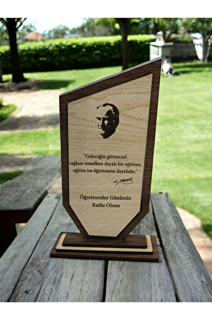 Kişiye Özel Ahşap Plaket - Öğretmenler Günü Hediyesi-Ödül Kupası